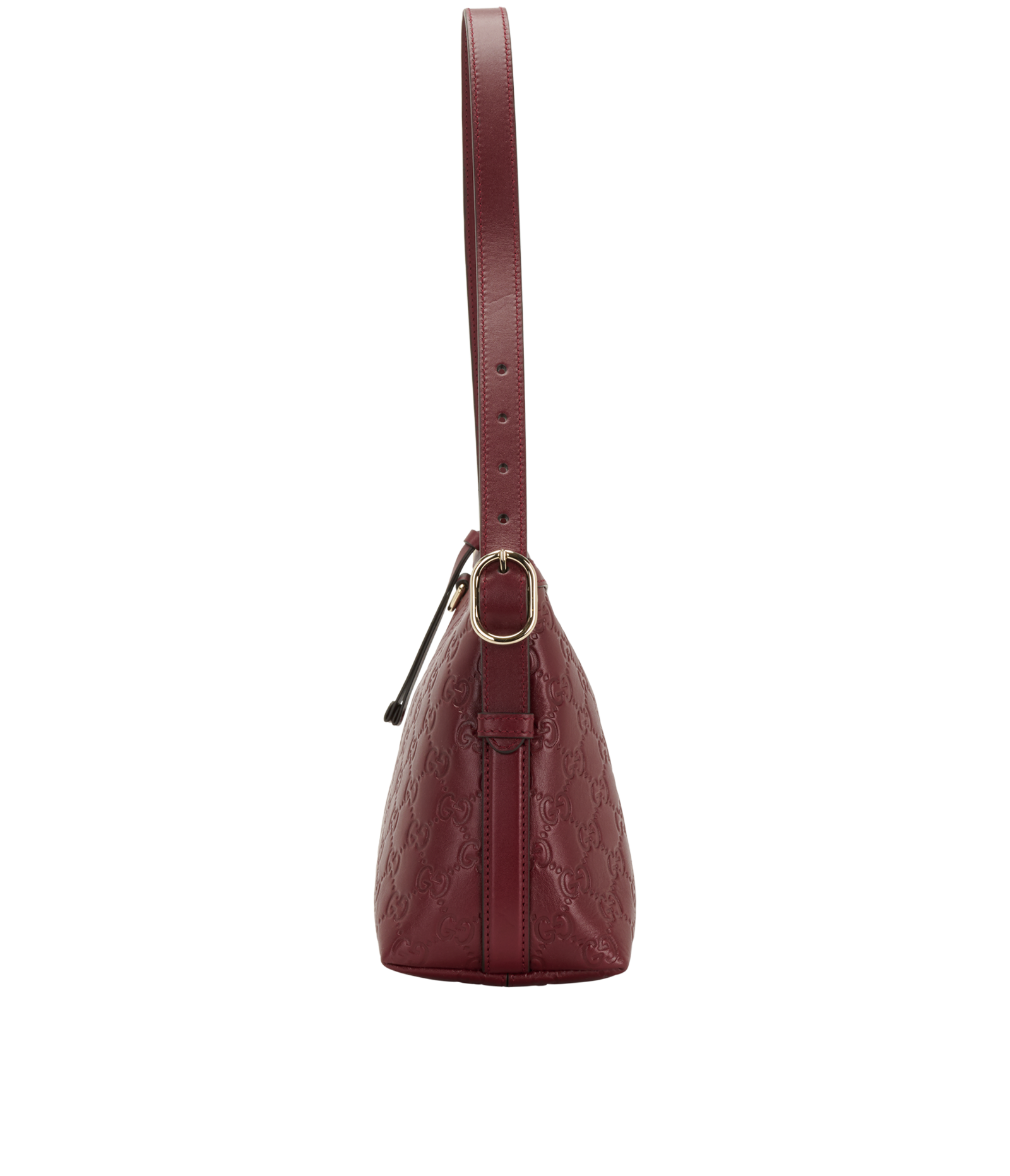Medium GG Emblem Shoulder Bag, &pound;850, Handbags, Burgundy, Leather, Bottom view